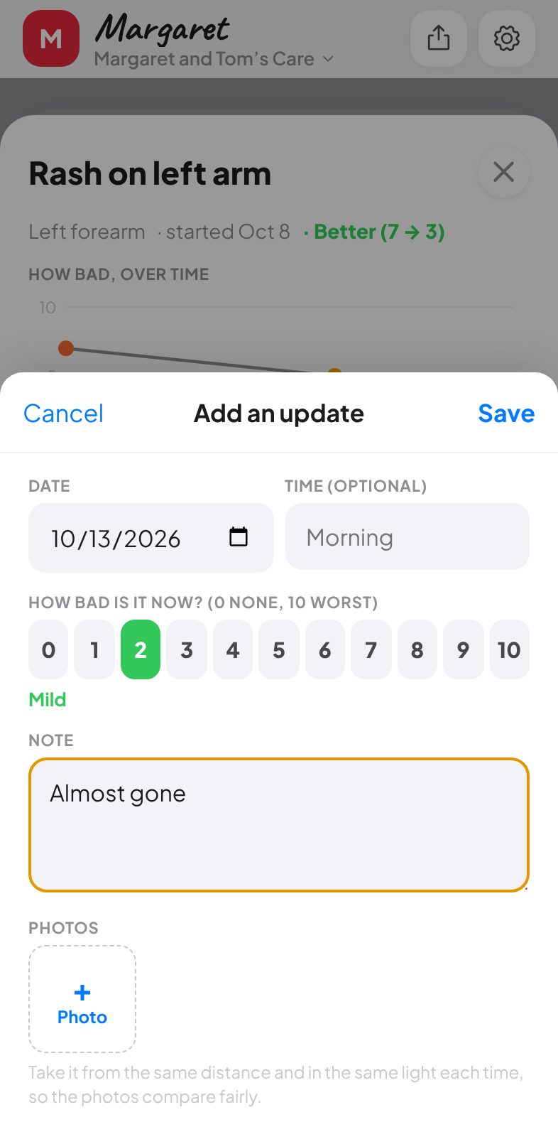 An update: how bad, a note, photos
